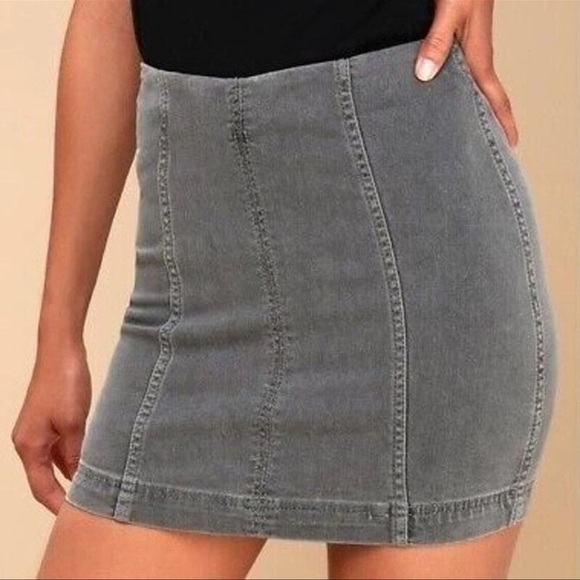 Free People Dresses & Skirts - Free People Modern Femme Washed Gray Denim Mini Skirt Womens 8